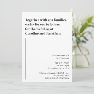 Invitación Boda Simple Minimalista Moderna Blanco y Negro
