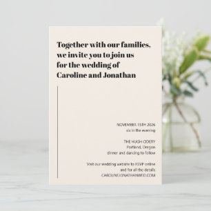 Invitación Boda Simple Minimalista Moderna de Marfil Negro