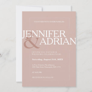 Invitación Boda Simple Minimalista Moderna Rosa Plata