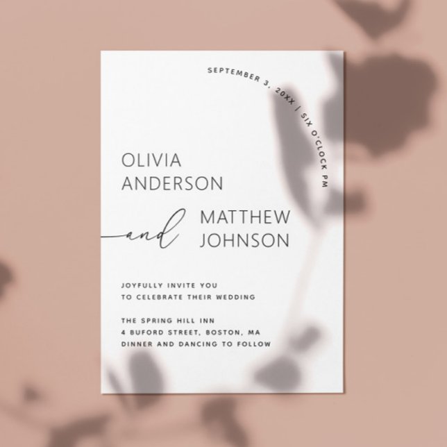Invitación Boda simple minimalista moderno blanco y negro (Subido por el creador)