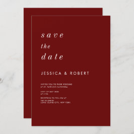 Invitación Boda simple Minimalista rojo y blanco