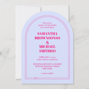 Invitación Boda Simple Minimalista Rosa Lila