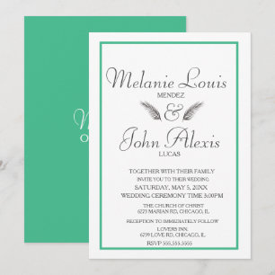 Invitación Boda Simple Minimalista Tropical con Hojas Verdes