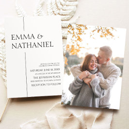 Invitación Boda simple mínimo Minimalista blanco negro blanco