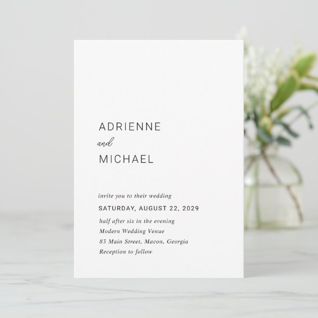 Invitación Boda Simple Moderna (Anverso de pie)