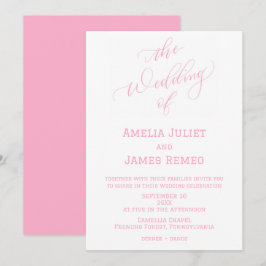 Invitación Boda Simple Moderna de Fresa y Blanca