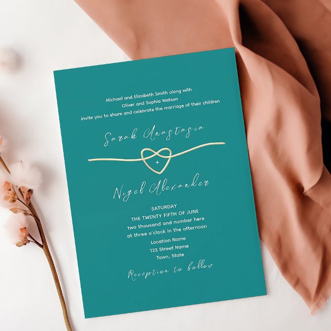 Invitación Boda Simple Moderna en Azul Teal (Subido por el creador)