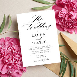Invitación Boda Simple Moderna en Blanco y Negro Personalizad