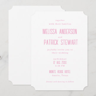 Invitación Boda Simple Moderna Ligera y Elegante de Color Ros