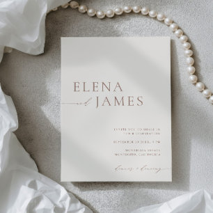 Invitación Boda Simple Moderna Marfil y Mocha