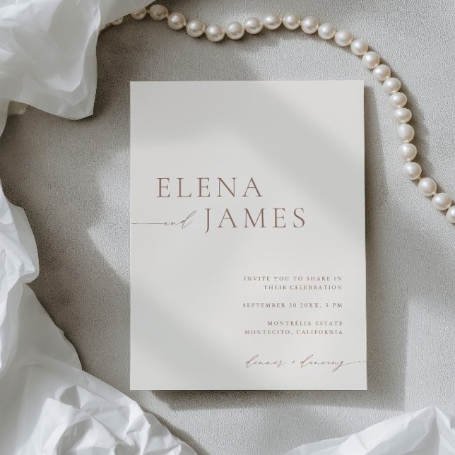 Invitación Boda Simple Moderna Marfil y Mocha (Modern Neutral Ivory & Mocha Wedding Invitation)