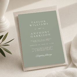 Invitación Boda Simple Moderna Minimalista Elegante Verde Sal