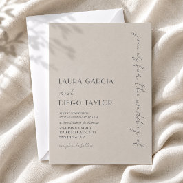 Invitación Boda Simple Moderna Taupe