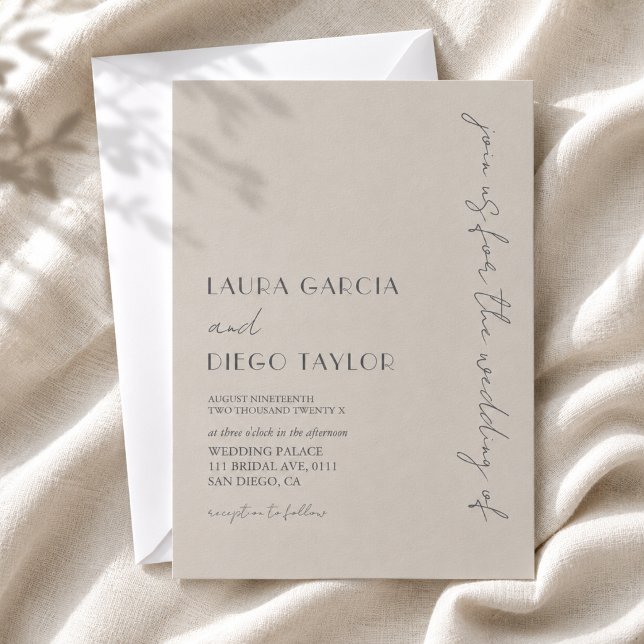 Invitación Boda Simple Moderna Taupe (Subido por el creador)