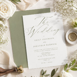 Invitación Boda Simple Moderna Verde Salvia y Blanco