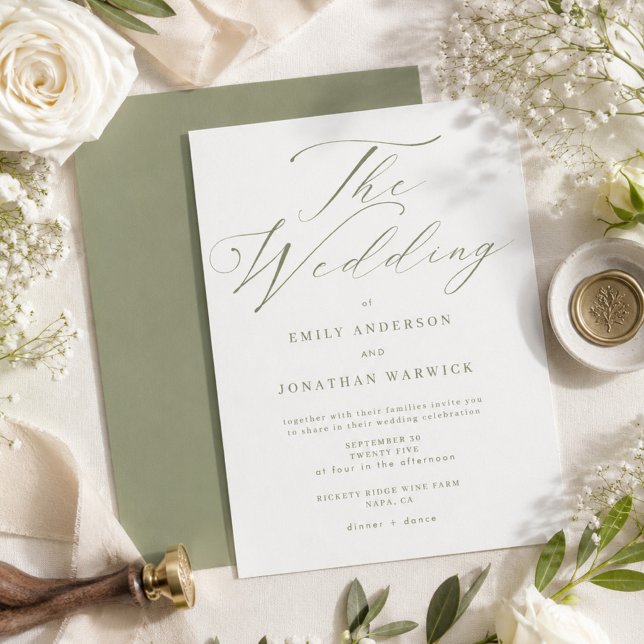 Invitación Boda Simple Moderna Verde Salvia y Blanco (Subido por el creador)