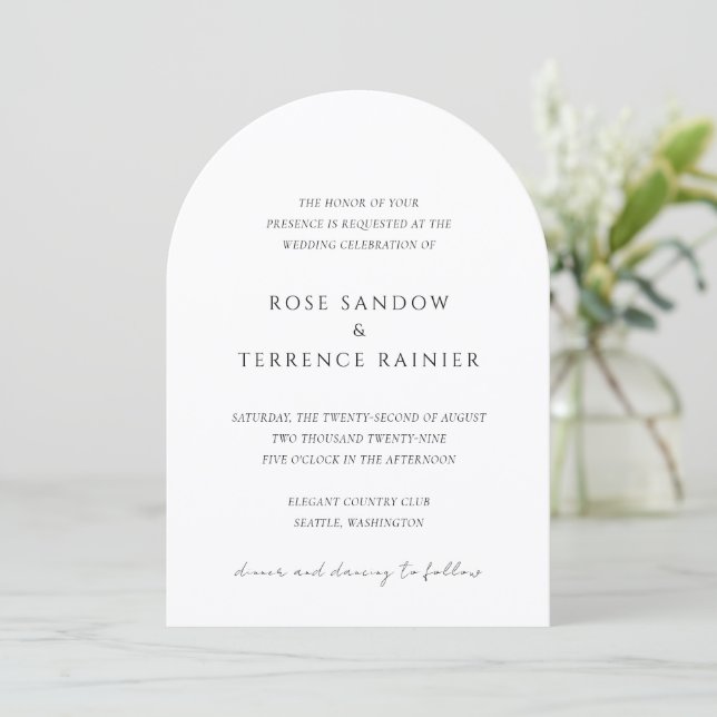 Invitación Boda Simple Moderna y Elegante (Anverso de pie)