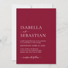 Invitación Boda Simple Moderno Burgundy