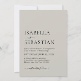 Invitación Boda Simple Moderno Gris Claro