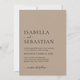 Invitación Boda Simple Moderno Marrón Rosado