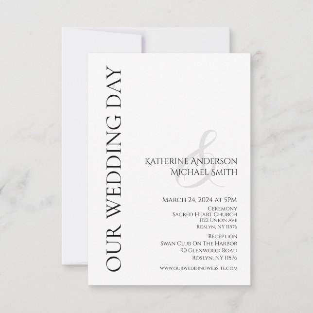 Invitación Boda simple moderno - negro y blanco (Anverso)