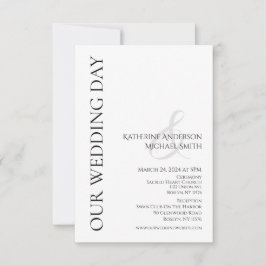 Invitación Boda simple moderno - negro y blanco