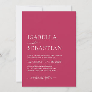Invitación Boda Simple Moderno Rojo Violeta Medio