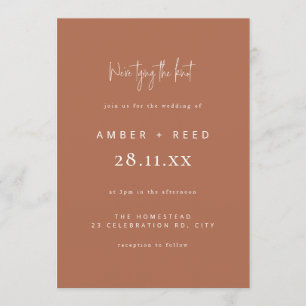 Invitación Boda simple Moderno Script Mínimo Cobre