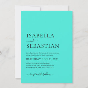 Invitación Boda Simple Moderno Turquesa