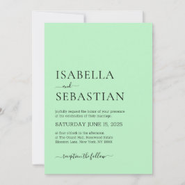 Invitación Boda Simple Moderno Verde Pálido