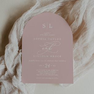 Invitación BODA simple monograma rosa Rubor Arch de SOPHIA