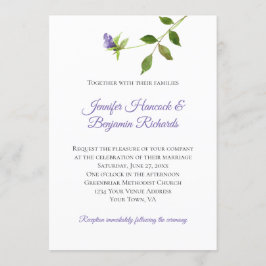Invitación Boda simple morado de hoja verde