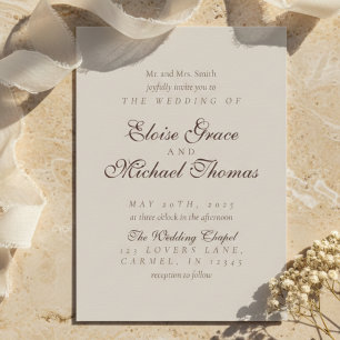 Invitación Boda Simple Mousse Marrón