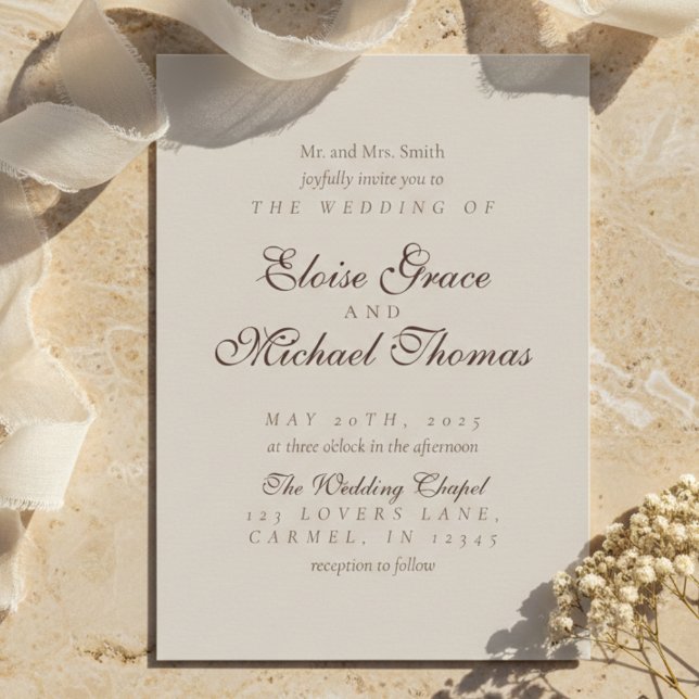 Invitación Boda Simple Mousse Marrón (Simple Modern Mousse Brown Wedding Invitation
)