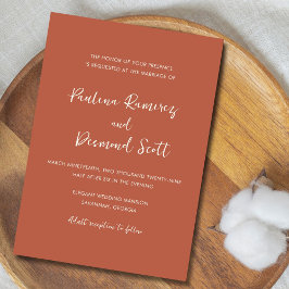 Invitación Boda simple Naranja quemado moderno