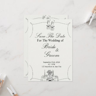 Invitación Boda Simple Negro y Beige