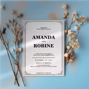 Invitación Boda simple negro y blanco elegante