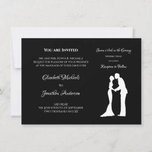 Invitación Boda simple Novia y Novia Blanca y Groom