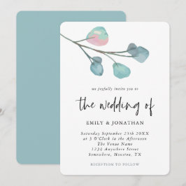 Invitación Boda simple pastoral eucalipto