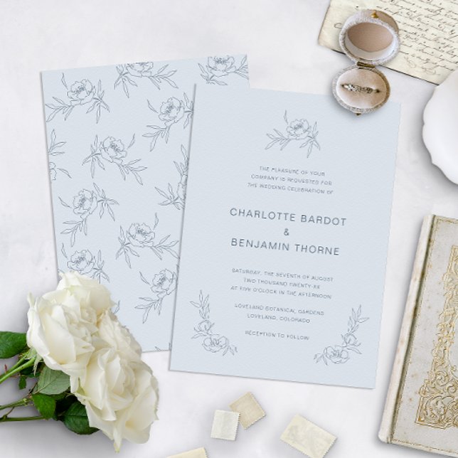 Invitación Boda Simple Polvo Azul (Subido por el creador)