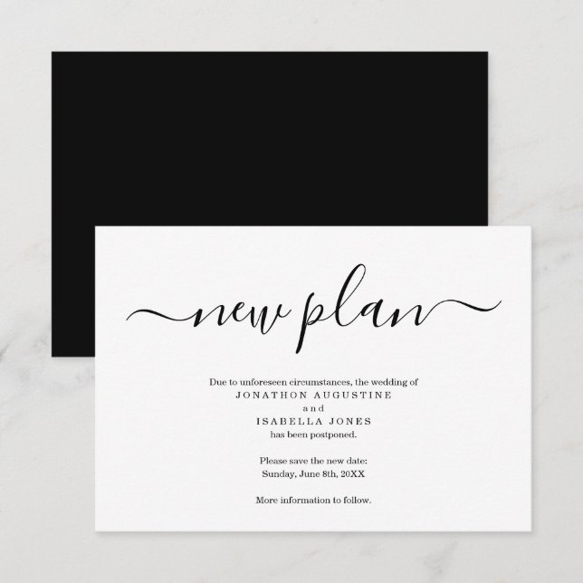 Invitación Boda simple pospuesta (Anverso / Reverso)