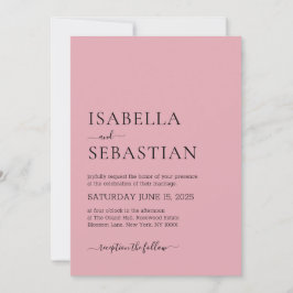 Invitación Boda Simple Rosa Pastel