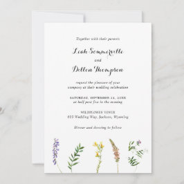 Invitación Boda Simple Rústica Boho Flor Silvestre Todo En Un