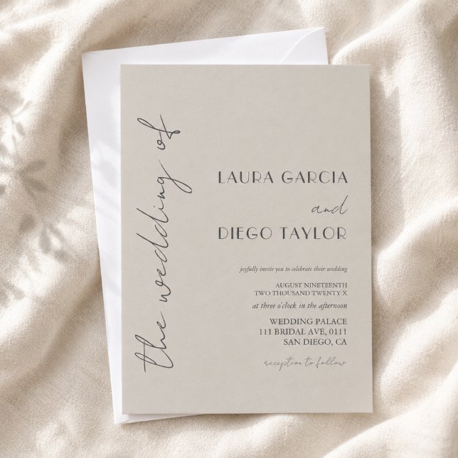 Invitación Boda Simple Taupe (Subido por el creador)