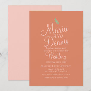 Invitación Boda Simple Terracotta Rosa Claro Otoño