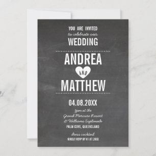 Invitación BODA SIMPLE tiza tipo liso tipo corazón