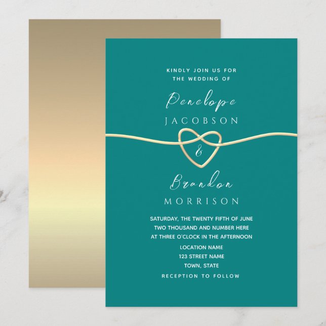 Invitación Boda Simple Turquesa (Anverso / Reverso)