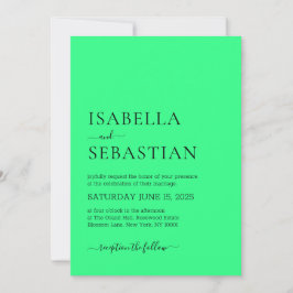 Invitación Boda Simple Verde Claro de Primavera Mediana