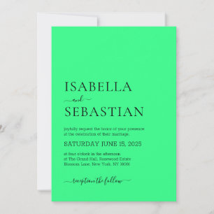 Invitación Boda Simple Verde Claro de Primavera Mediana