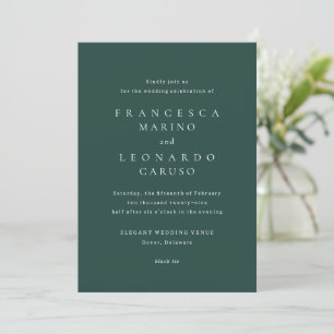 Invitación Boda Simple Verde Esmeralda Clásico